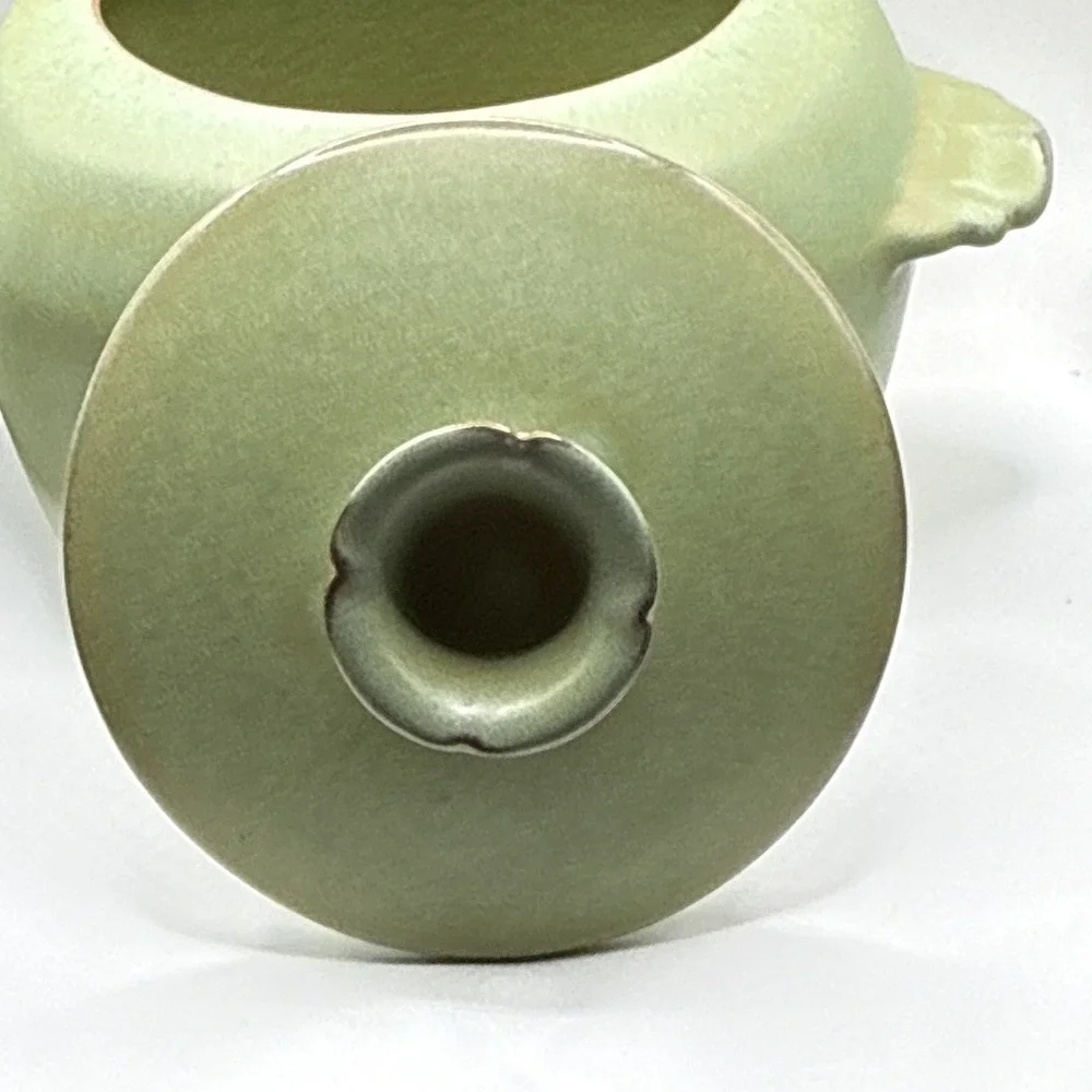 Frankoma Green Round Pottery Casserole Dish w/ Lid & Handles Marked S W
